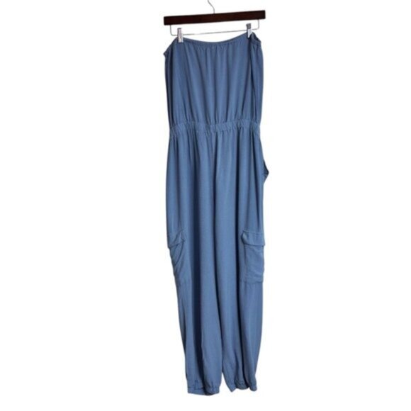 Miss Posh Blue Women's Jumpsuit XL Sleeveless Drawstring Waist Pockets Cargo - Picture 2 of 9